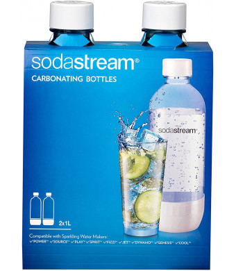SodaStream 1042211010 Carbonating Bottle, 1 liter, White (Pack of 2)