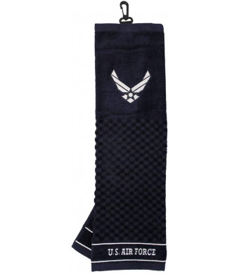 Team Golf Military Air Force Embroidered Golf Towel, Checkered Scrubber Design, Embroidered Logo