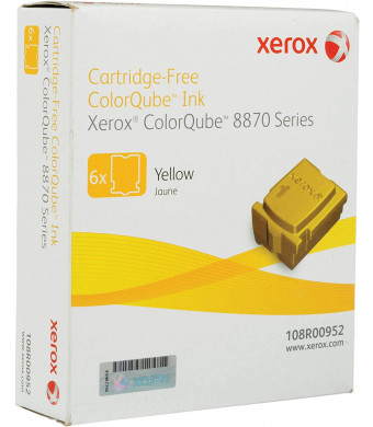 Xerox Yellow Solid Ink, 6 Sticks/Box, Total Box Yield 17300 (108R00952)