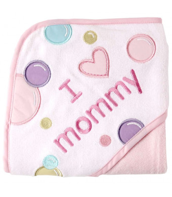 Luvable Friends Unisex Baby Hooded Towel, Pink Mom, One Size