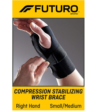 Futuro Energizing Wrist Support, Moderate Stabilizing Support, Right Hand, Small/Medium, Black