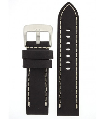 Tech Swiss LEA1550-26 26 mm Leather Calfskin Black Watch Band.