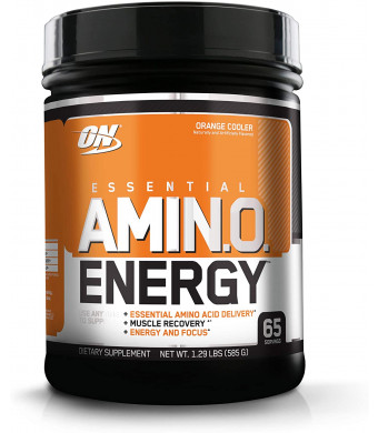 Optimum Nutrition Amino Energy - Pre Workout with Green Tea, BCAA, Amino Acids, Keto Friendly, Green Coffee Extract, Energy Powder - Orange Cooler, 65 Servings