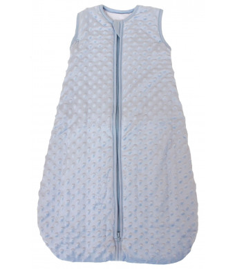 Baby Sleeping Bag"Minky Dot" Blue, Quilted Winter Model, 2.5 Tog (Small (3-11 mos))