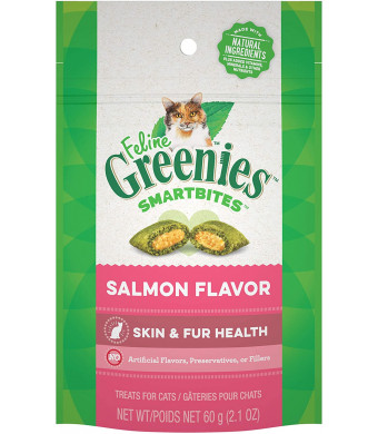 Greenies Feline SMARTBITES Healthy Skin and Fur, Chicken and Salmon