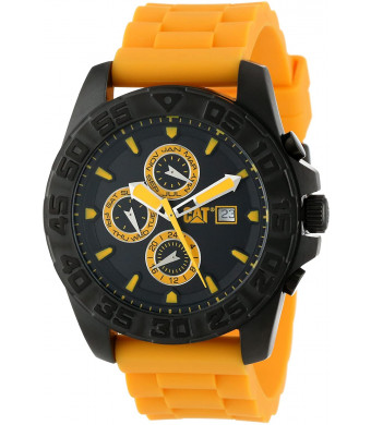 CAT WATCHES Men's PN16920124 DPS Multi-Function Black and Yellow Analog Dial Black Rubber Strap Watch