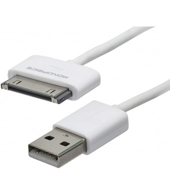 3ft Slimfit USB Sync Cable for All 30-pin iPad iPhone and iPod White for iPhone 4 / 4S, iPhone 3G / 3GS, iPad 1/2 / 3, iPod