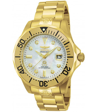 Invicta Men's 13939 Pro Diver Automatic Mother-Of-Pearl Dial 18k Gold Ion-Plated Stainless Steel Watch