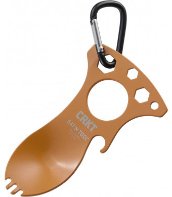 CRKT Eat'N Tool Outdoor Spork Multitool: Durable and Lightweight Metal Multi-Tool for Camping, Hiking, Backpacking and Outdoors Activities, Orange 9100TC