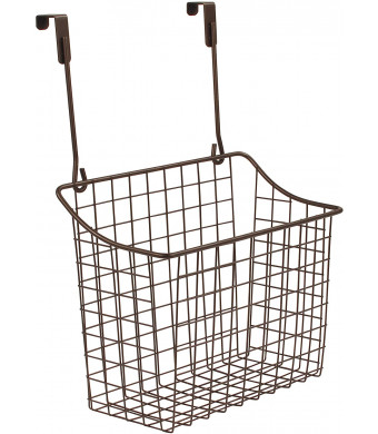 Spectrum Diversified Grid Storage Basket, Over The Cabinet, Steel Wire Sink Organization for Kitchen and Bathroom, Large, Bronze
