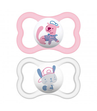 MAM Air Pacifiers (2 pack), MAM Sensitive Skin Pacifier 6+ Months, Best Pacifier for Breastfed Babies, Baby Girl Pacifiers