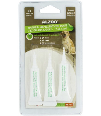 ALZOO Natural Repellent EZ-ON Flea and Tick for Dogs 1-oz blister pack 3-count 3-ml