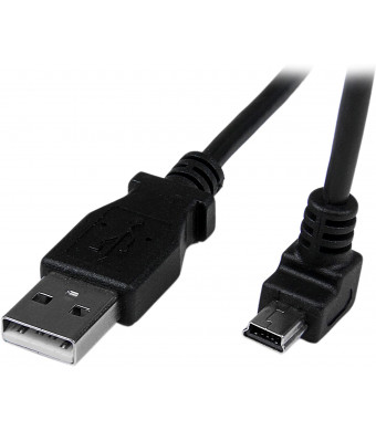 StarTech.com Down Angle Mini USB Cable - 2m - Black - USB A to Mini USB B - USB to Mini USB Cable - Mini USB Charger - USB A to Mini B (USBAMB2MD)