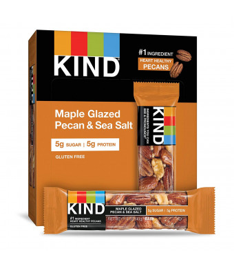 KIND Bars, Maple Glazed Pecan and Sea Salt, Gluten Free, Low Sugar, 1.4oz, 12 Count
