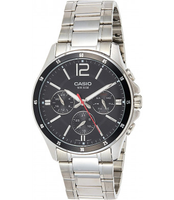 Casio #MTP1374D-1AV Men's Standard Metal Band Multi-Function Black Dial Watch