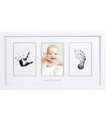 Pearhead Babyprints Newborn Baby Handprint and Footprint Photo Frame Kit with an Included Clean-Touch Ink Pad to Create Baby's Prints, A Perfect Baby Shower Gift