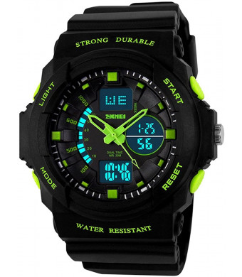 Fanmis Digital Fashion Cobra Men's LED Watch Silicone Iron Triangle Dial Sports Wristwatch (Green)