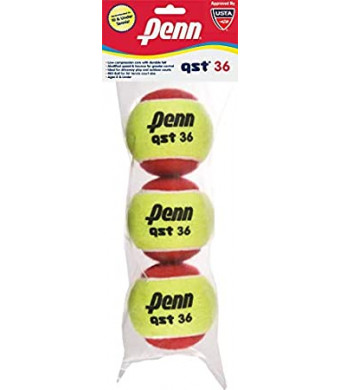Penn QST 36 Tennis Balls - Youth Felt Red Tennis Balls for Beginners