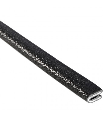 Trim-Lok Edge Trim  Fits 1/16 Edge, 3/8 Leg Length, 25' Length, Black, Pebble Texture  Flexible PVC Edge Protector for Sharp/Rough Surfaces, Easy to Install