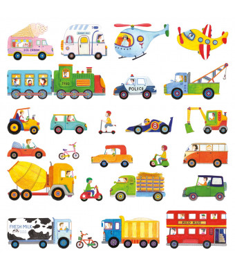 DECOWALL DW-1405 The Transports Kids Wall Decals Wall Stickers Peel and Stick Removable Wall Stickers for Kids Nursery Bedroom Living Room