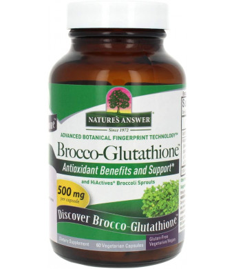 Nature's Answer Brocco Glutathione, 60 Count Vegetarian Capsules - Made with Organic Broccoli Sprouts