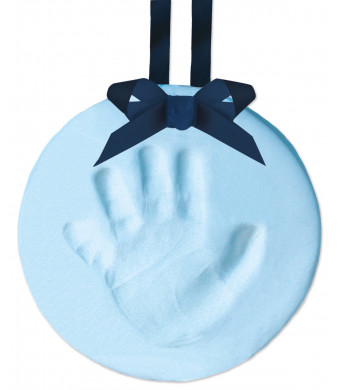 Tiny Ideas DIY No Bake Baby's Print Handprint or Footprint Keepsake Ornament with Ribbon, Blue