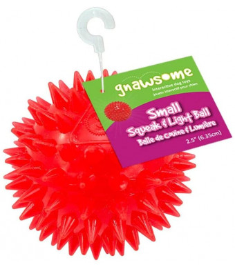 Gnawsome 2.5 Spiky Squeak and Light Ball Dog Toy - Small, Cleans teeth and Promotes Dental and Gum Health for Your Pet, Colors will vary
