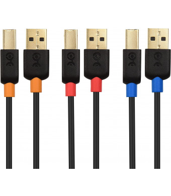 Cable Matters 3-Pack Long USB 2.0 A to B USB Printer Cable - 10 ft