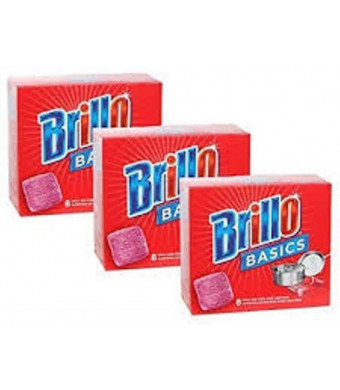 Brillo Basics Steel-wool Soap Pads, 8-ct. Boxes - Pack of 3