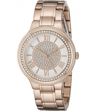 GUESS Women's Satinless Steel Crystal Accented Watch