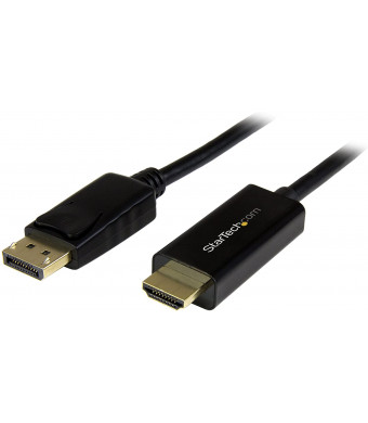 StarTech.com DisplayPort to HDMI Cable  6ft / 2m - 4K 30Hz  Black  DP to HDMI Adapter Cable for Your 4K HDMI Monitor / TV (DP2HDMM2MB)