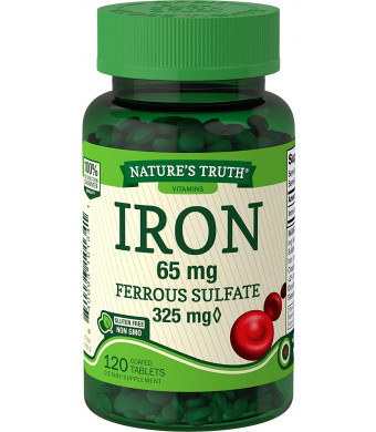 Nature's Truth Ferrous Sulfate Iron 65 mg Supplements, 120 Count