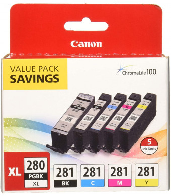 Canon PGI-280XL/CLI-281 5 Color Pack Compatible to TR8520, TR7520, TS9120 Series,TS8120 Series, TS6120 Series