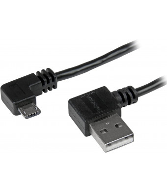 StarTech.com 2m 6 ft Micro-USB Cable with Right-Angled Connectors - M/M - USB A to Micro B Cable - 6ft Right Angle Micro USB Cable (USB2AUB2RA2M),Black