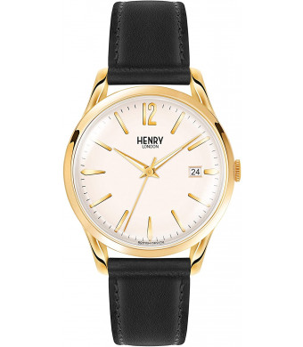 Henry London Unisex Analogue Westminster Watch with Black Leather Strap HL39-S-0010