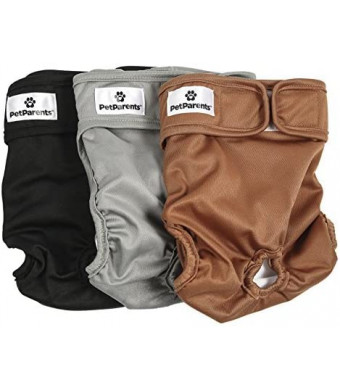 Pet Parents Washable Dog Diapers (3pack) of Durable Doggie Diapers, Premium Male and Female Dog Diapers