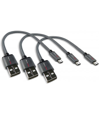 Schumacher SL17 9" Micro-USB to USB Charging Cable, 3 Pack