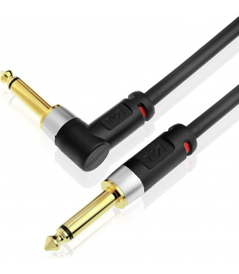 Mediabridge Ultra Series Right Angle Guitar Instrument Cable (25 Feet) - 1/4 Inch Right Angle to 1/4 Inch Straight (Part# MC-14R-14S-25)