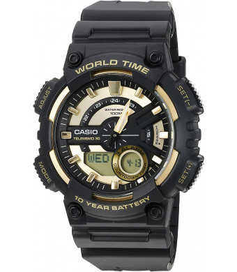 Casio Men's Sports Quartz Watch with Resin Strap, Gold, 28.6 (Model: AEQ110BW-9AV)