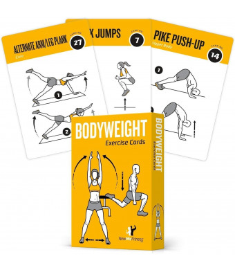Exercise Cards BODYWEIGHT - Home Gym Workout Personal Trainer Fitness Program Tones Core Ab Legs Glutes Chest Biceps Total Upper Body Workouts Calisthenics Training Routine