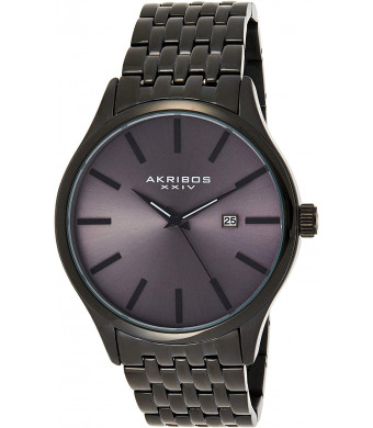 Akribos XXIV Men's Radiant Sunray Dial Watch - Accented Dial with Date Window On Stainless Steel Bracelet - AK941