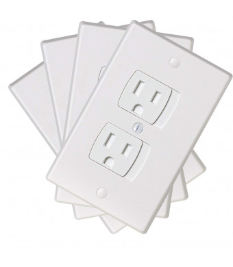Ziz Home Self-Closing Outlet Covers | 4 Pack | White | Universal Electric Outlet Cover - Baby Proof Kit - Child Safety Wall Socket Plug  Durable ABS Plastic - Protection | Proofing | Childproof