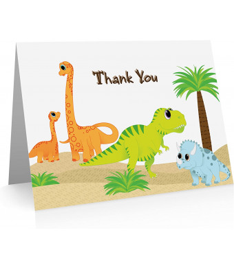 Dinosaur Note Cards (12 Foldover Cards and Envelopes) Kids Thank You Cards