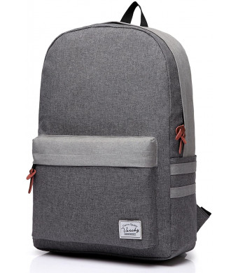 School Backpack,Vaschy Unisex Slim Lightweight Water-resistant Backpack for Men Women College Schoolbag Travel Bookbag Black