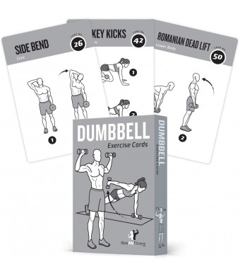Exercise Cards Dumbbell Home Gym Strength Training Building Muscle Total Body Fitness Guide Workout Routines Bodybuilding Personal Trainer Large Waterproof Plastic 3.5x5 Burn Fat
