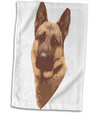 3D Rose Cute and Cuddly Canine German Shepard Face Towel, 15" x 22"