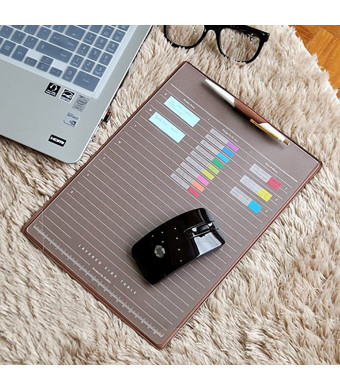 ELSKY Office Mouse Mat for Computer or Laptop,Gmaing Mouse Pads/MouseandDesktop Protector/Keyboard Pad,Drawing and Writing Pad with Card Schedule Pockets,Cover with 2 Transparent Sheets for Mamo (Coffee)
