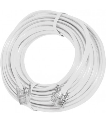 AMZER 15 Feet Telephone Line Extension Cord Heavy Duty 4 Conductor Cable - White