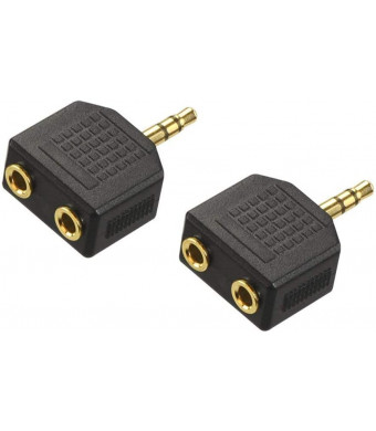 VCE 2-Pack Gold Plated 3.5mm Male to Dual 1/8 Inch Female Stereo Jack Adapter Y Splitter Headphone Converter