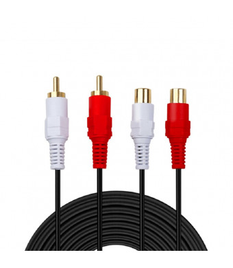 2 RCA Extension Cable,Gold Plated 2 RCA Male to Female Stereo Audio Extension Cable (50ft)